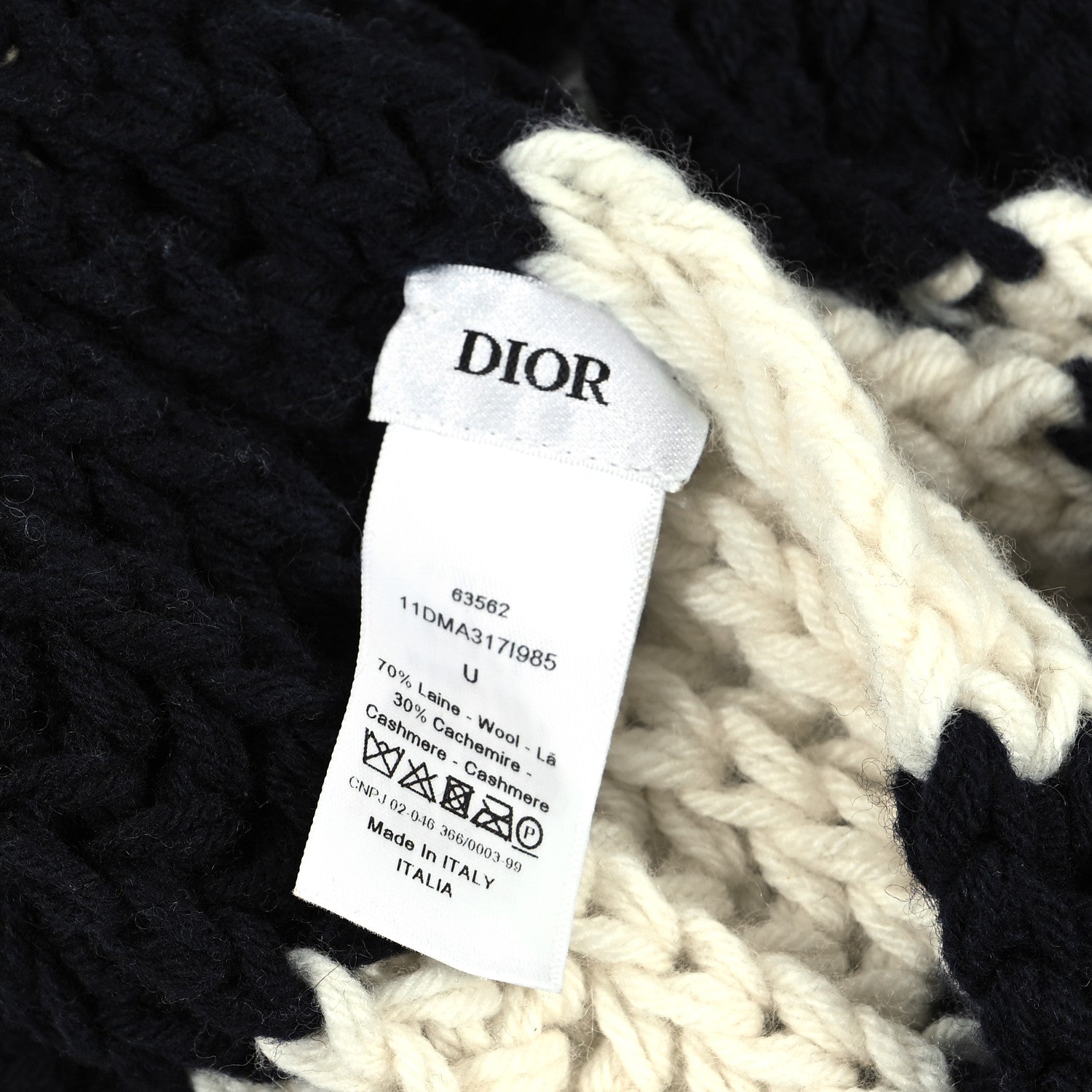 Christian Dior Wool Cashmere Knit Stripe Scarf Blue White 3 of 3