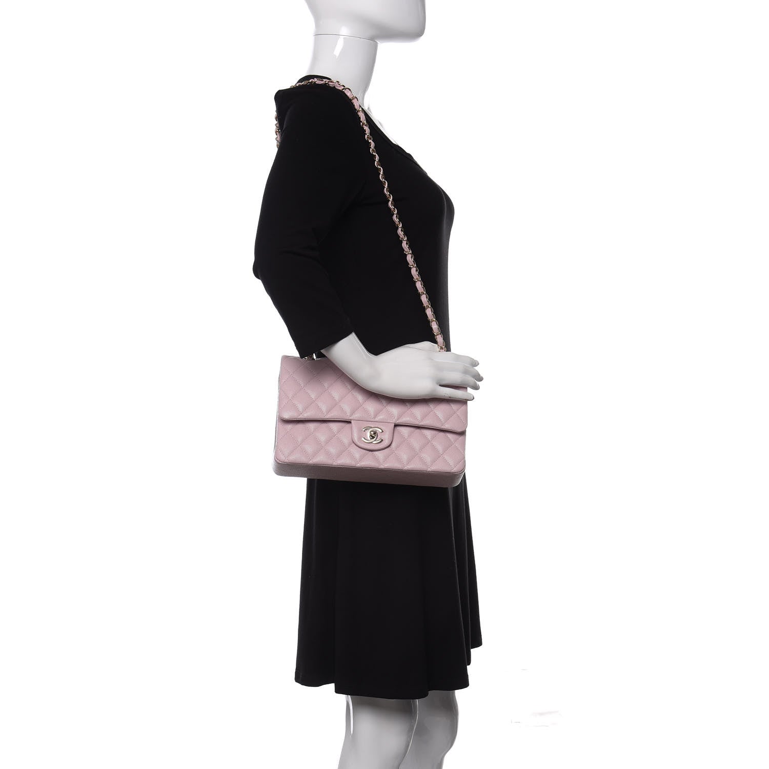 Chanel Caviar Quilted Medium Double Flap Light Pink 2 of 11
