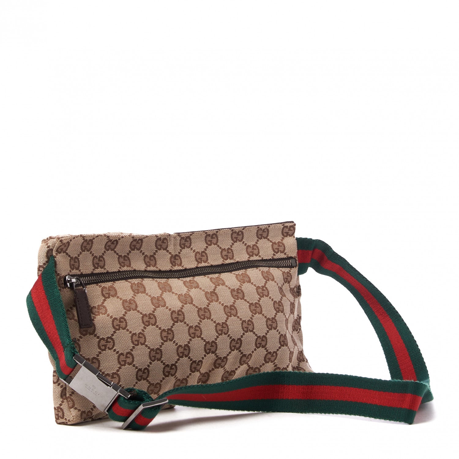 Gucci GG Monogram Web Double Pocket Belt Bag Dark Brown 2 of 7