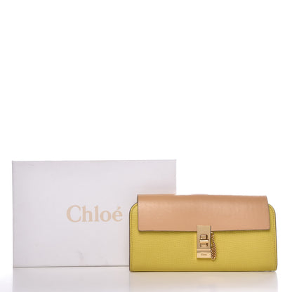Chloe Grained Calfskin Lambskin Drew Long Wallet with Flap Yellow Beige 11 of 11