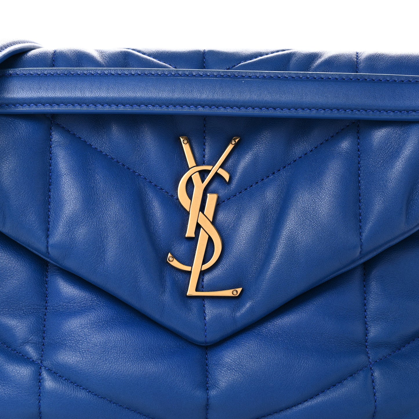 Lambskin Quilted Small Loulou Puffer Monogram Chain Satchel Majorele Blue
