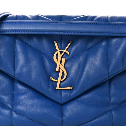 Saint Laurent Lambskin Quilted Small Loulou Puffer Monogram Chain Satchel Majorele Blue 8 of 10