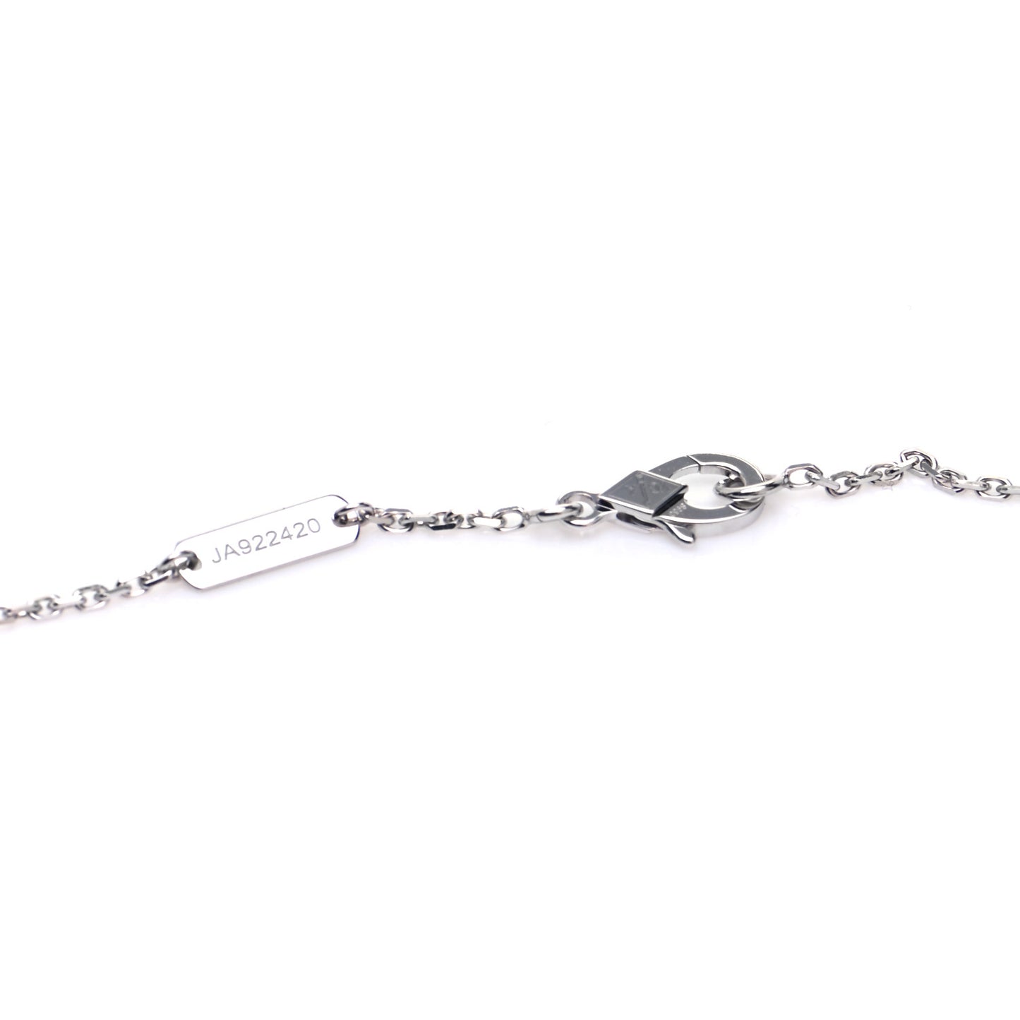 18K White Gold Diamond Guilloche Vintage Alhambra Pendant Necklace