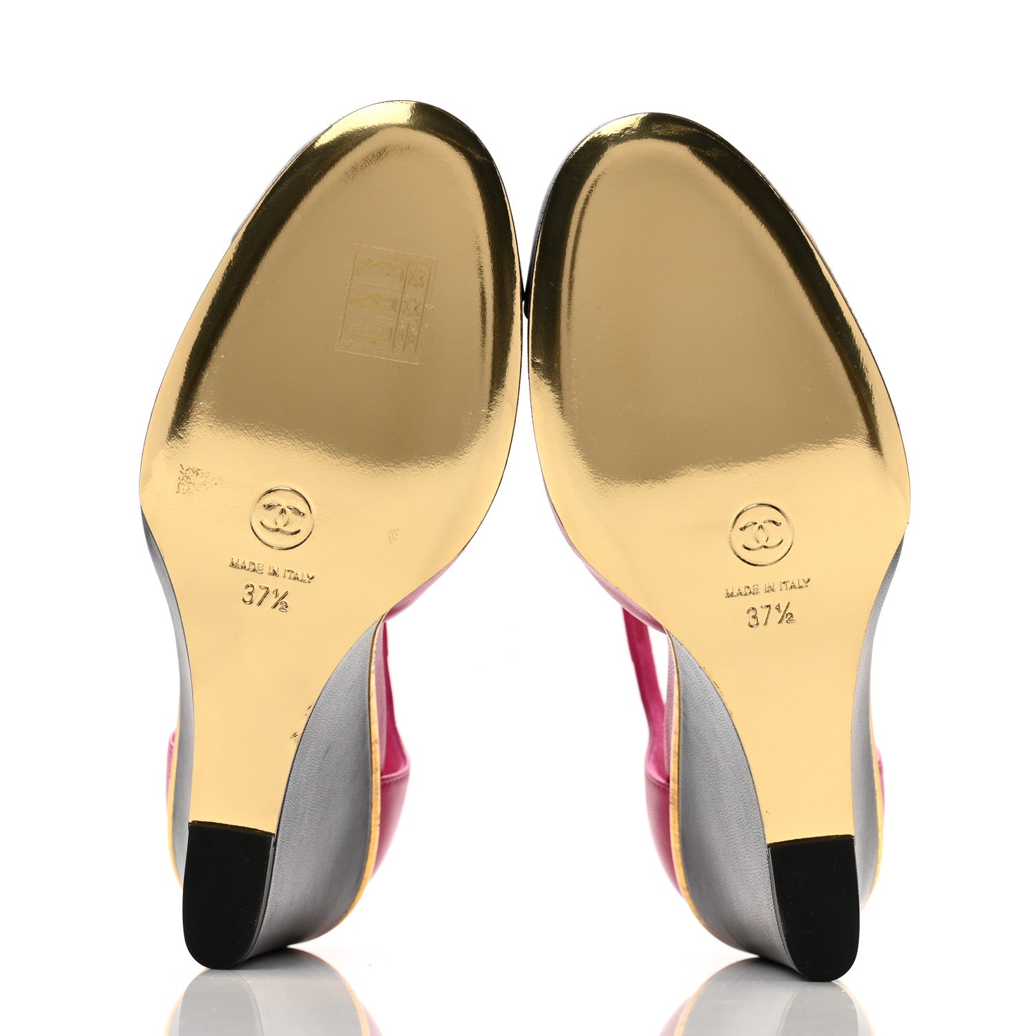 Chanel Lambskin Cap Toe Open Wedge 37.5 Fuchsia Black 1647987