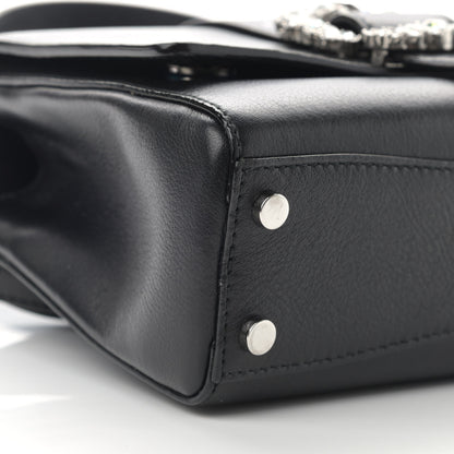 Jimmy Choo Calfskin Crystal Small Cheri Top Handle Bag Black 9 of 12