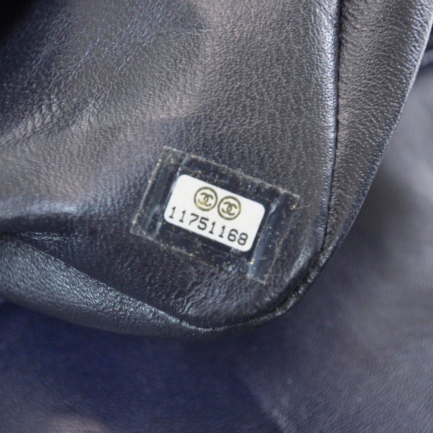 Crackled Patent Jumbo Flap Navy Blue