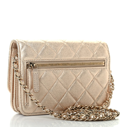 Chanel Metallic Lambskin Quilted Mini Wallet On Chain WOC Gold 3 of 9