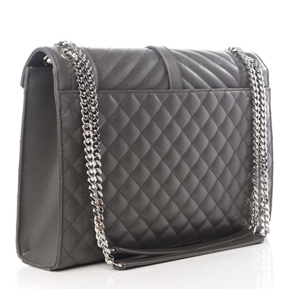 Saint Laurent Grain De Poudre Textured Mixed Matelasse Large Triquilt Monogram Satchel Earth 2 of 8