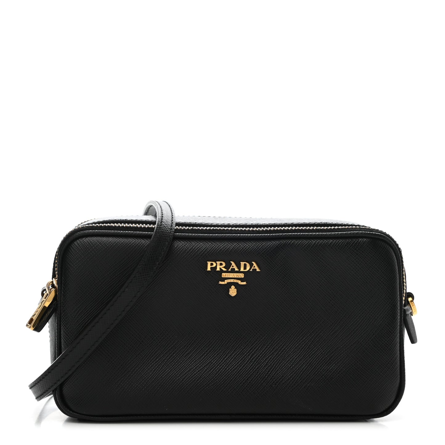 Saffiano Mini Camera Crossbody Bag Black