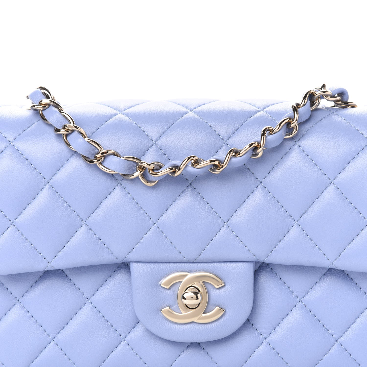 Chanel Lambskin Quilted Mini Rectangular Flap Light Blue 691780