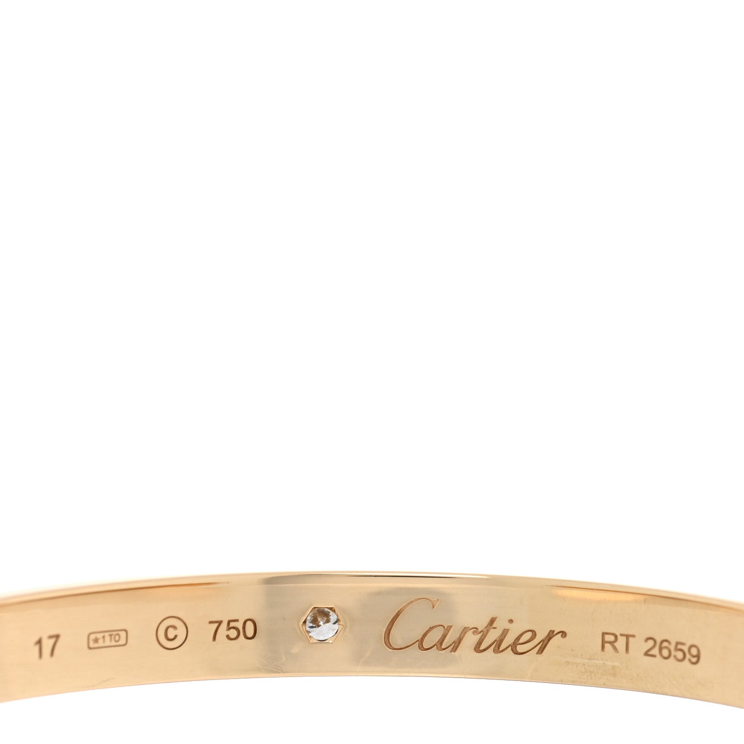 Cartier 18K Yellow Gold 1 Diamond LOVE Cuff Bracelet 17 3 of 3