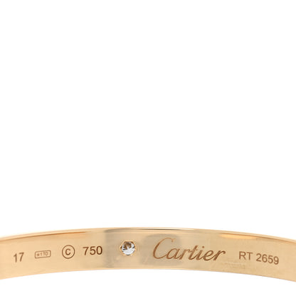 Cartier 18K Yellow Gold 1 Diamond LOVE Cuff Bracelet 17 3 of 3
