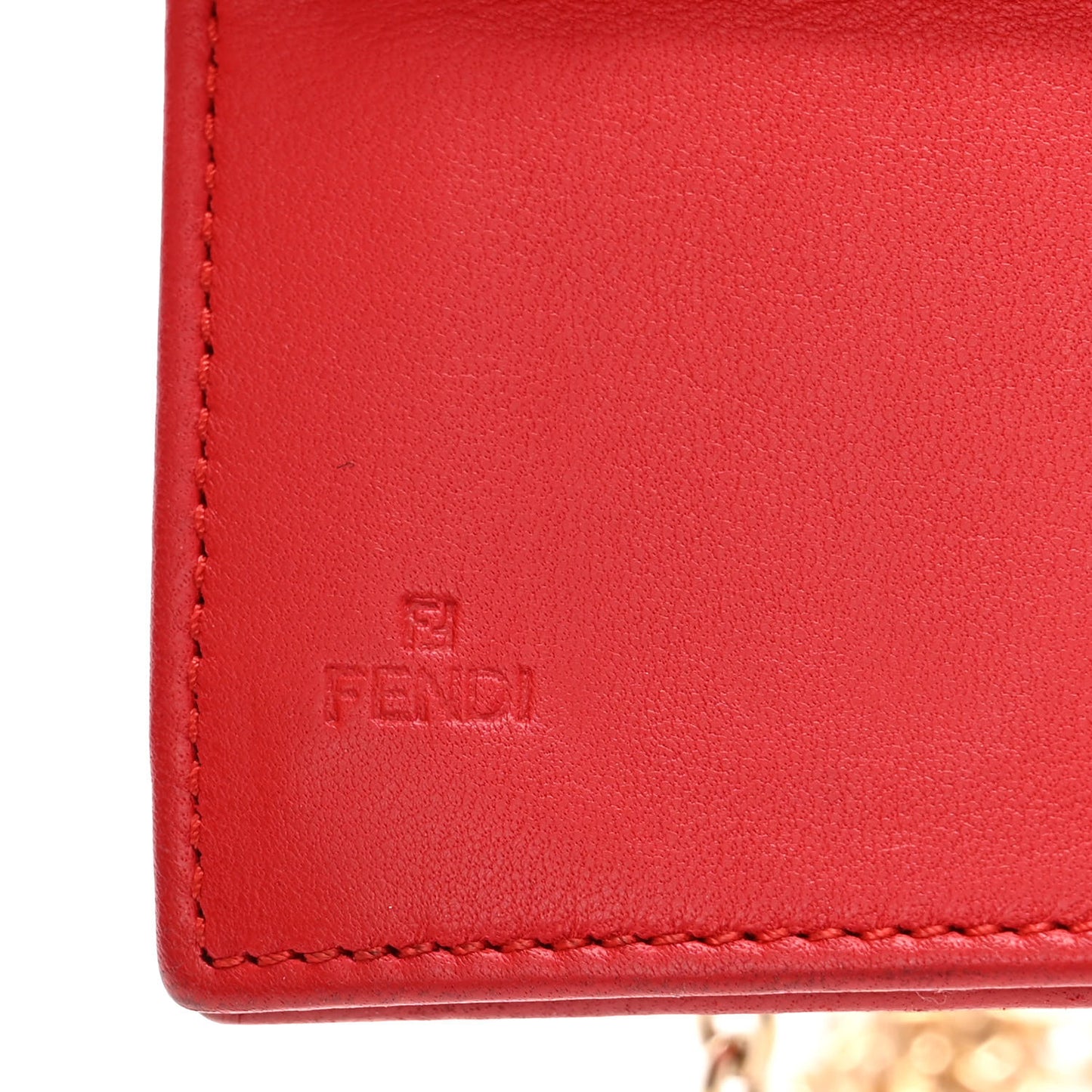 Nappa Logo Embossed Long Wallet on Chain Rosso