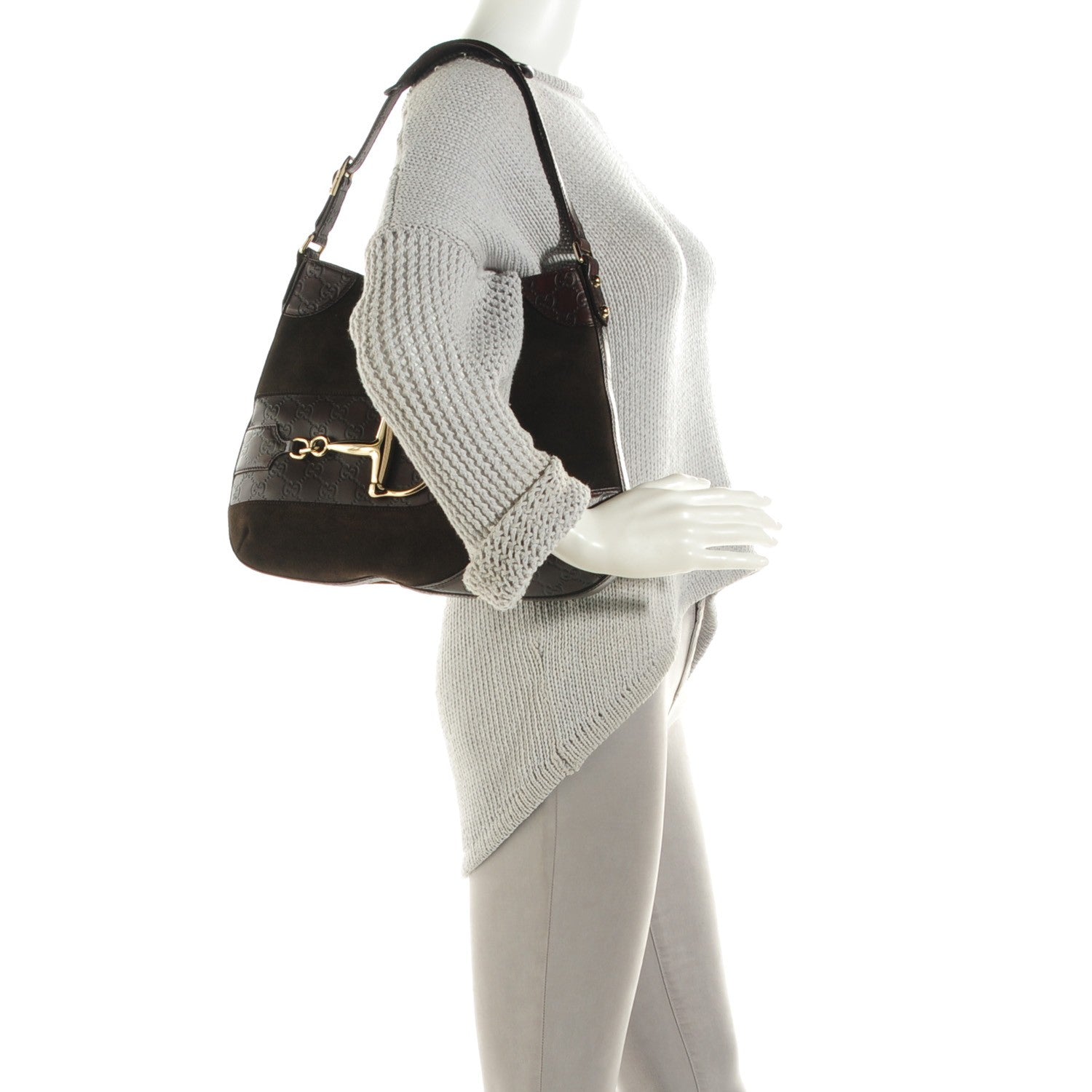 Gucci Guccissima Suede Hasler Hobo Dark Brown 2 of 7