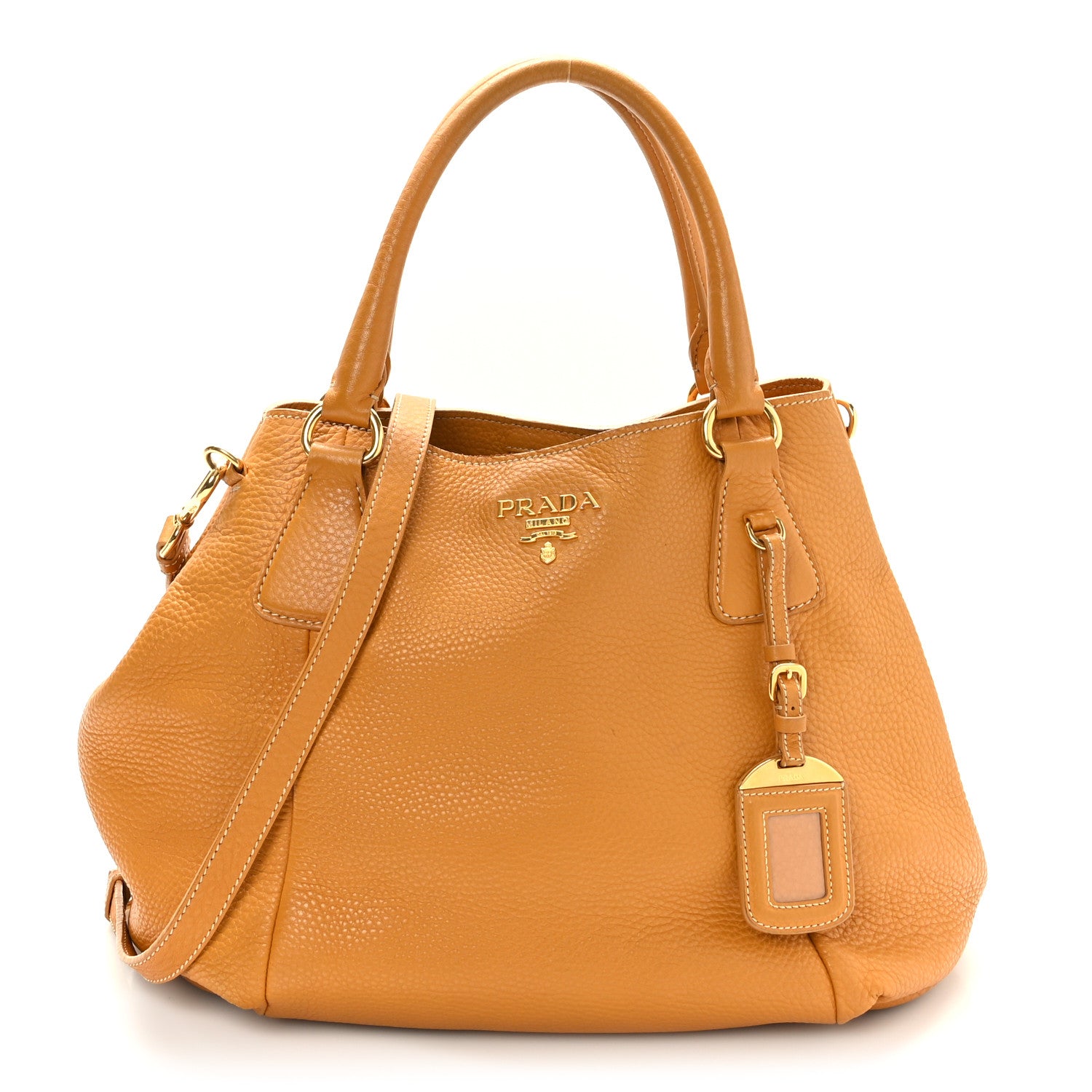 Prada Vitello Daino Shoulder Bag Ocra 1 of 8