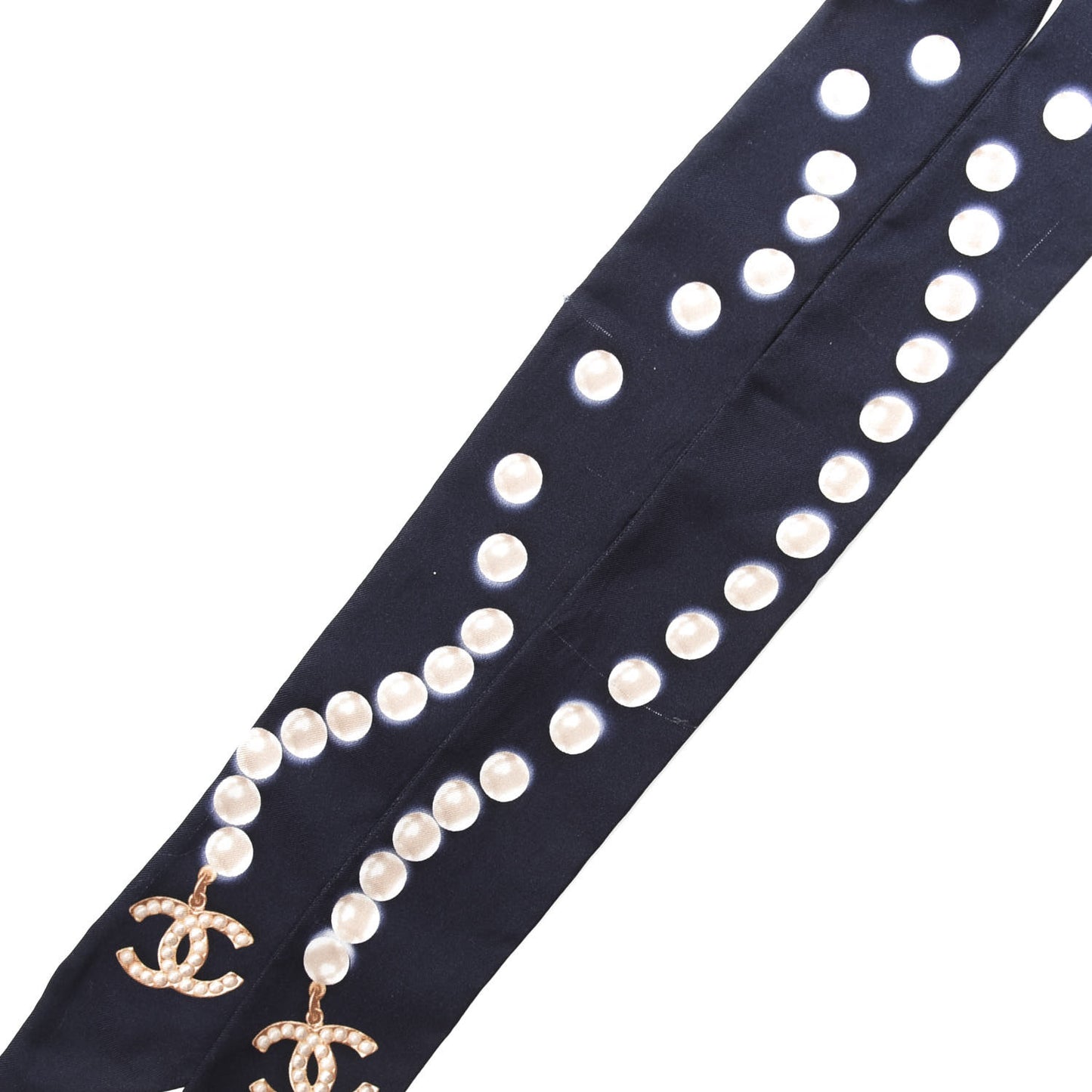Silk Pearl CC Slim Bandeau Scarf Navy
