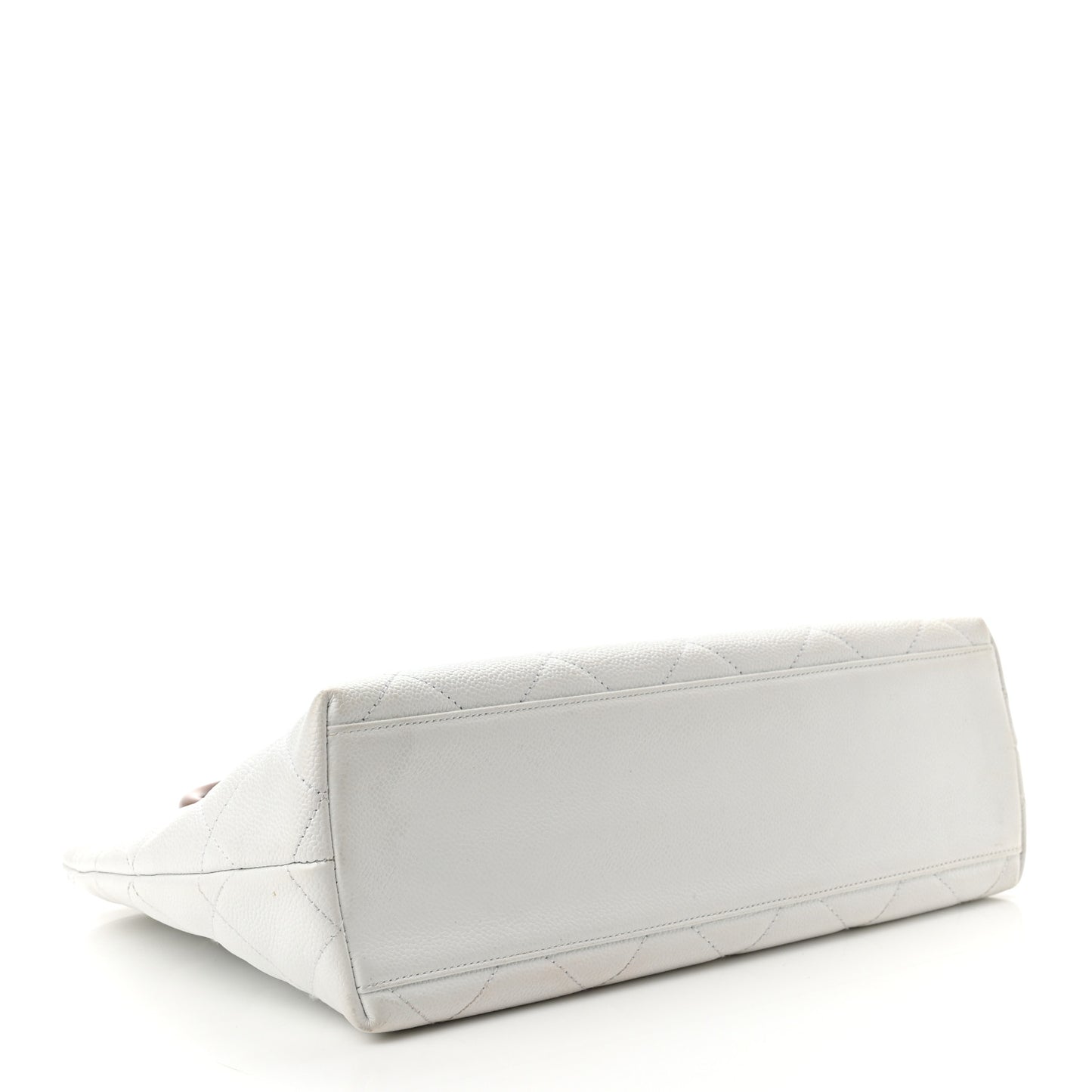 Caviar CC Wood Handle Tote White