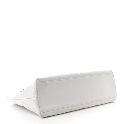 Chanel Caviar CC Wood Handle Tote White 3 of 9