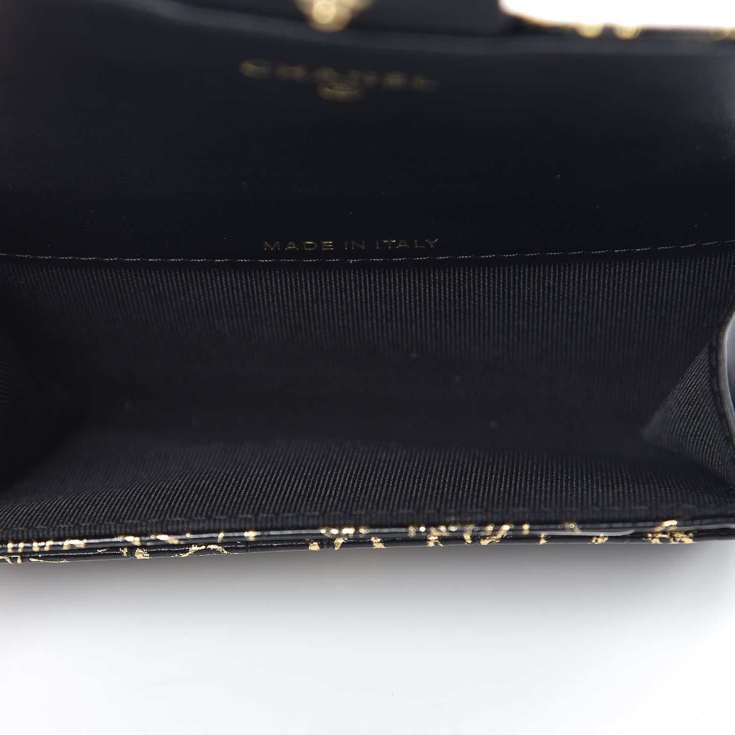 Chanel Calfskin Crocodile Embossed Graffiti 2.55 Cocodile Reissue Flap Card Holder Black Gold 5 of 9