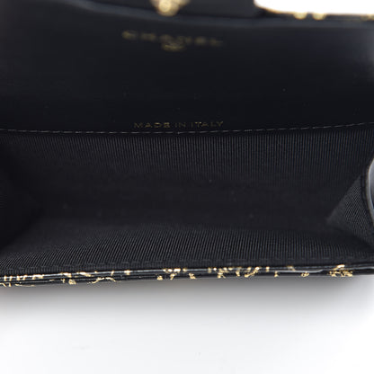 Chanel Calfskin Crocodile Embossed Graffiti 2.55 Cocodile Reissue Flap Card Holder Black Gold 5 of 9