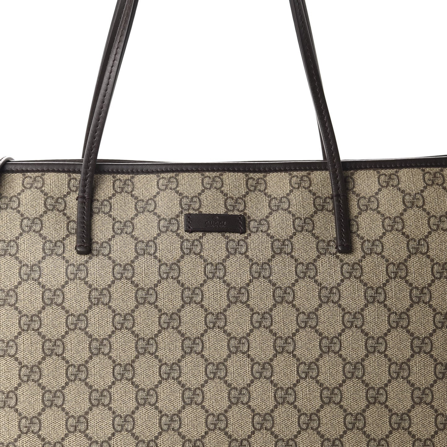 GG Supreme Monogram Medium Zippered Tote Dark Brown