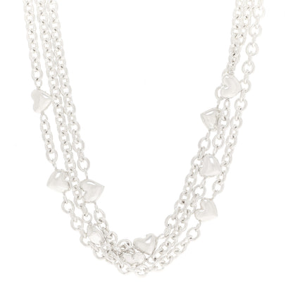 Tiffany Sterling Silver Puff Heart Multi Strand Necklace 1 of 4