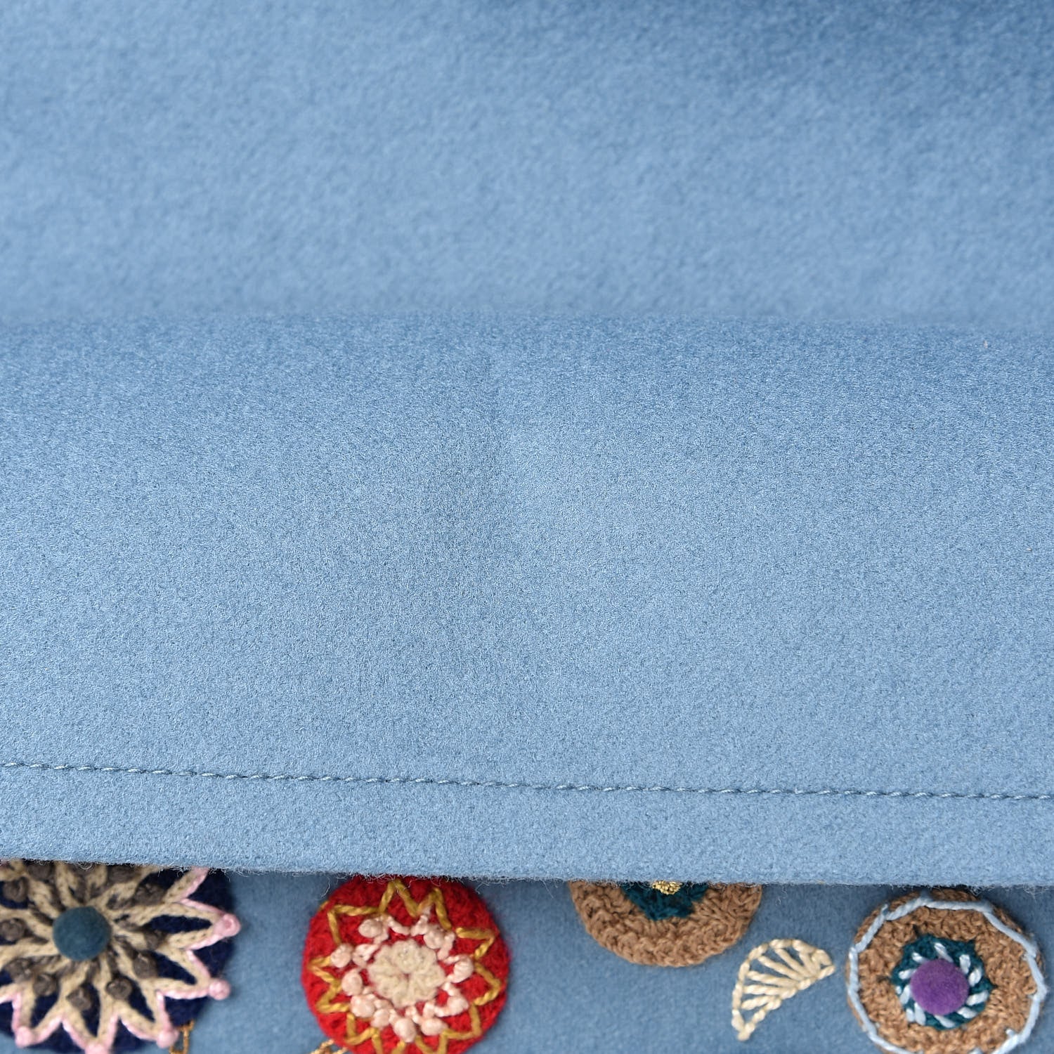 Chanel Felt Flower Embroidered Medium Double Flap Blue Multicolor 10 of 13