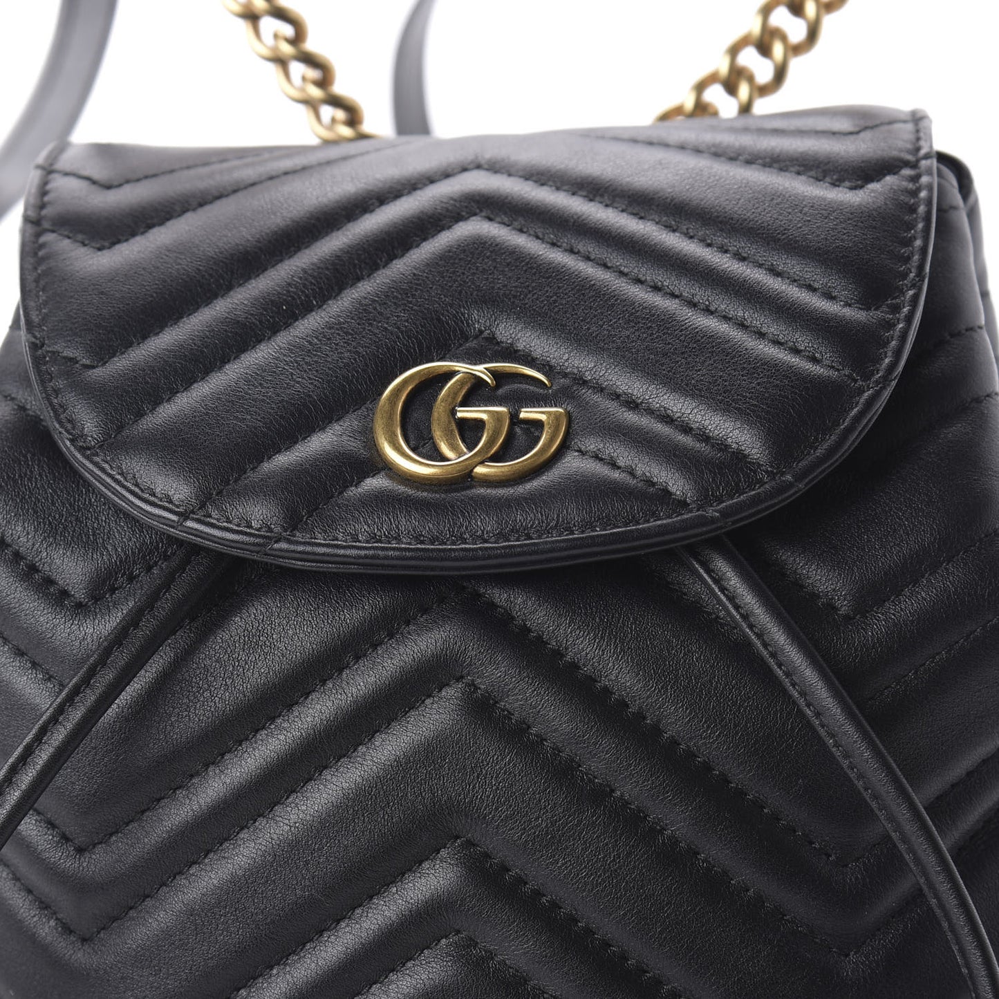 Calfskin Matelasse GG Marmont Flap Backpack Black