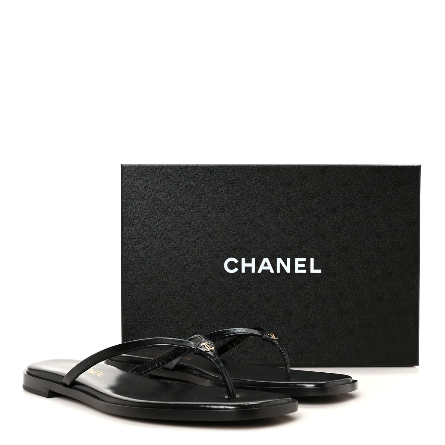 Goatskin CC Times Square Thong Sandals 40 Black