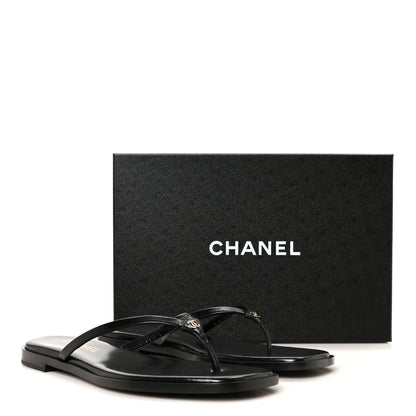Chanel Goatskin CC Times Square Thong Sandals 40 Black 11 of 11
