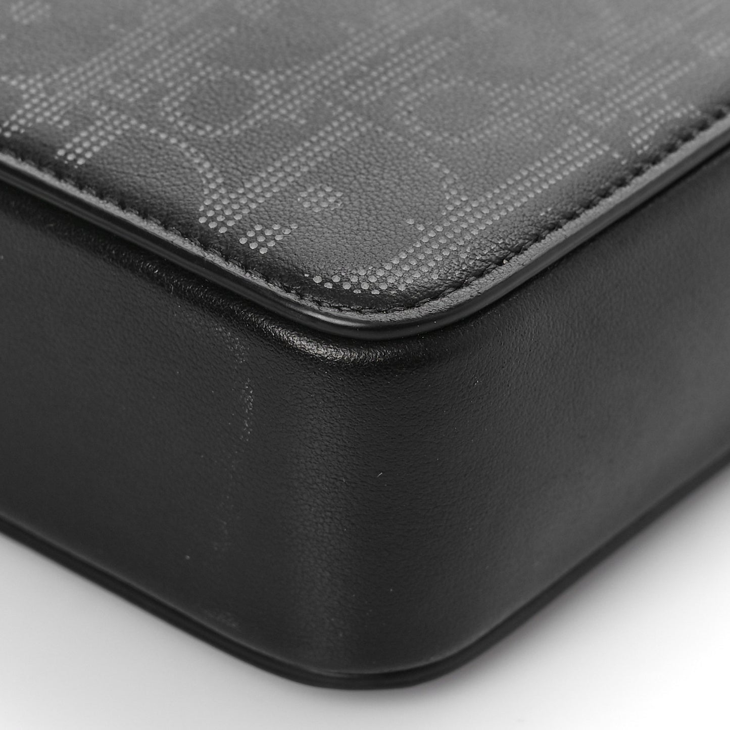 Calfskin Oblique Galaxy Perforated World Tour Messenger Pouch Black