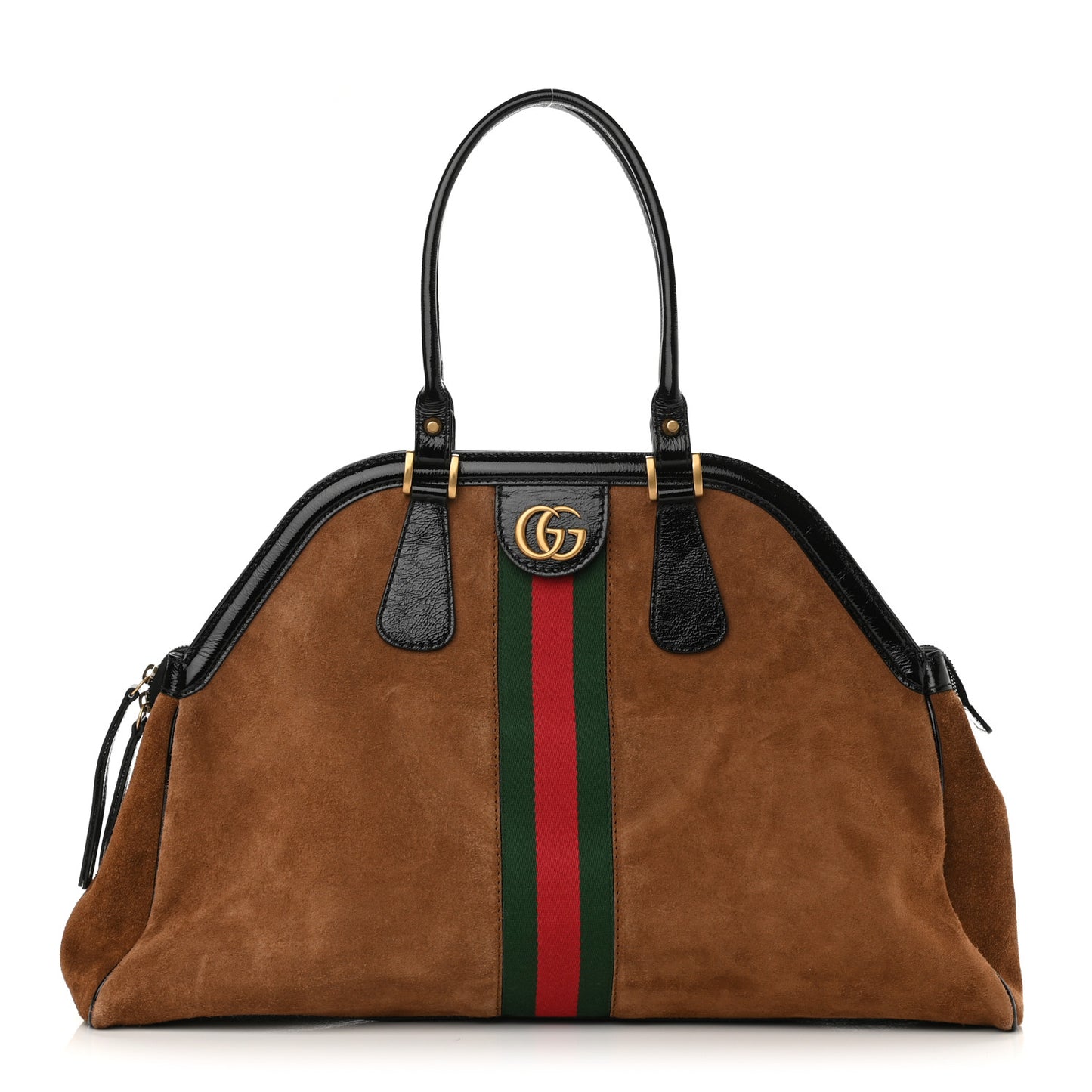 Suede Ophidia Large Re(Belle) Top Handle Bag Nocciola Black