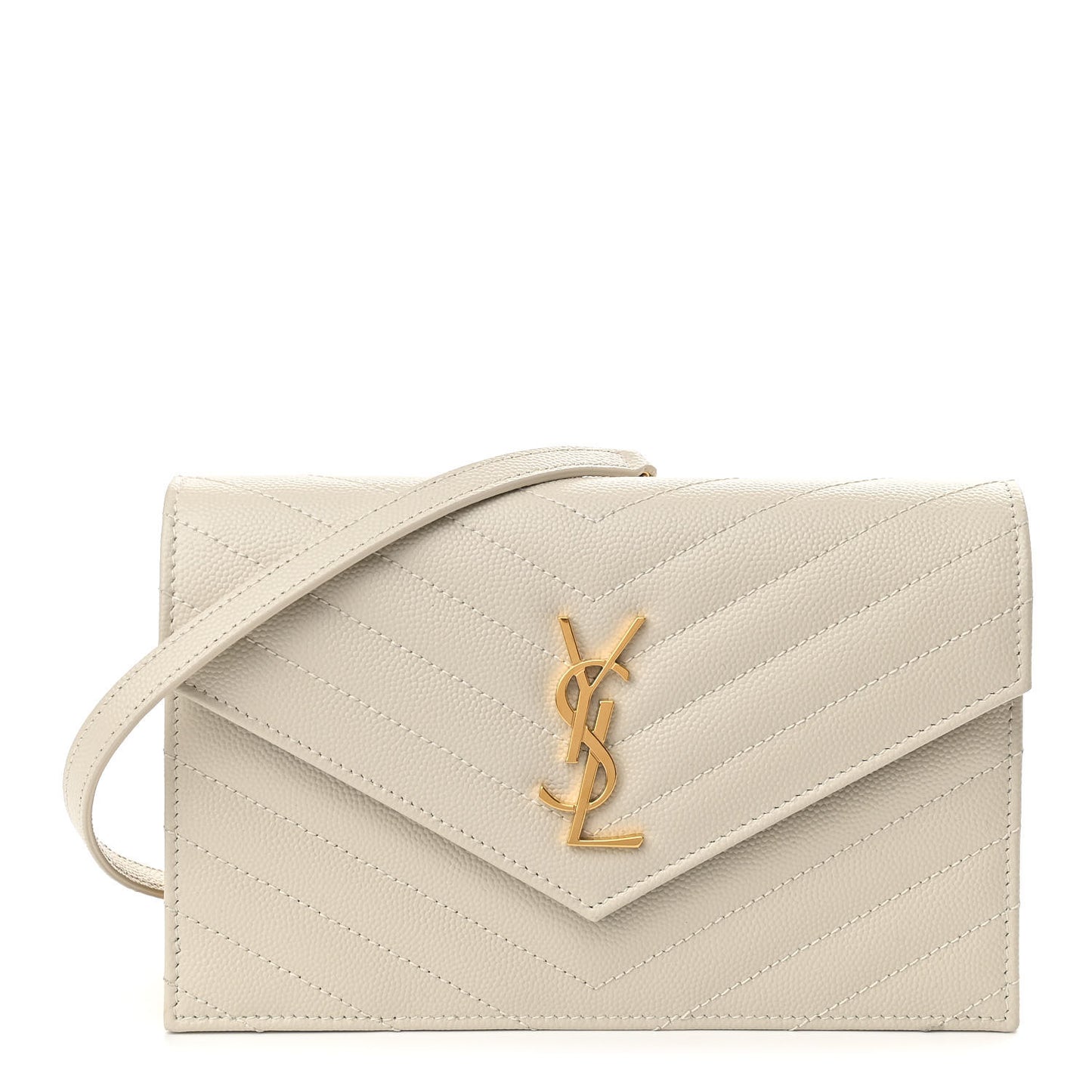 Grain De Poudre Matelasse Chevron Cassandre Envelope Chain Wallet Nude Powder