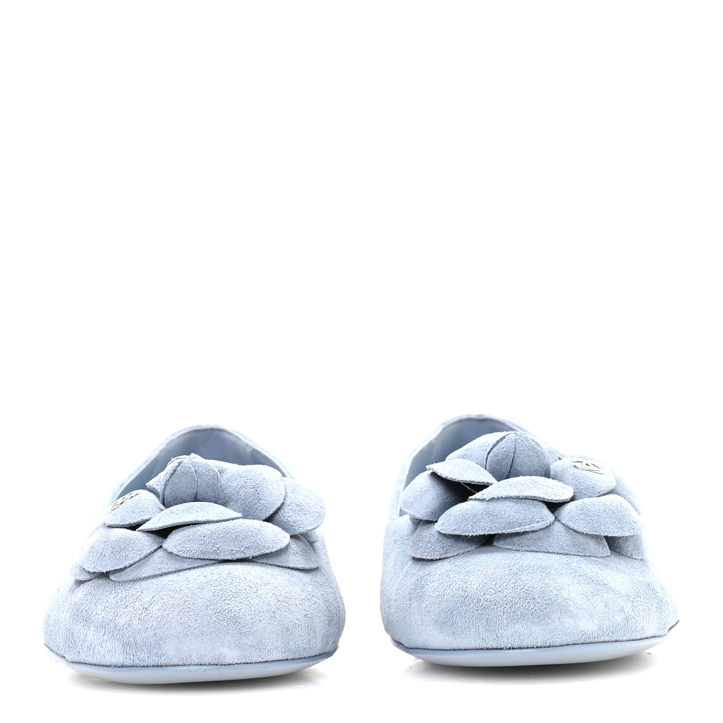 Suede Cap Toe Camellia Ballerina Flats 36 Light Blue
