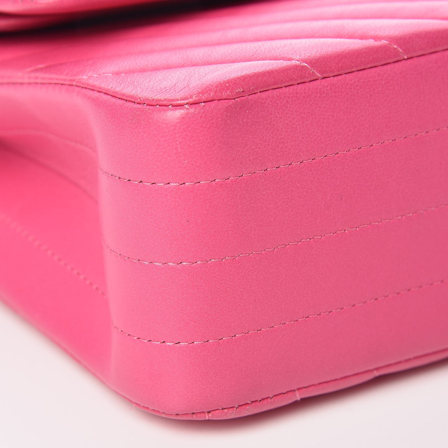 Lambskin Chevron Quilted Medium Double Flap Pink