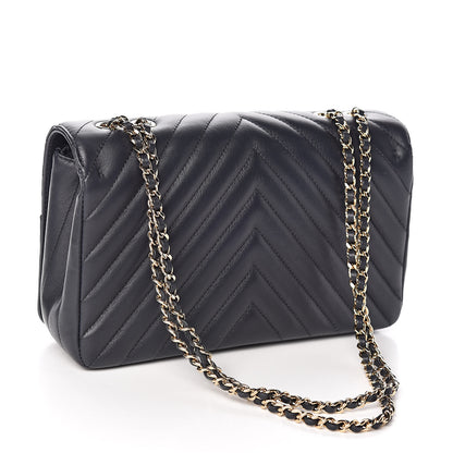Chanel Calfskin Chevron Quilted Statement Flap Navy Blue 3 of 11
