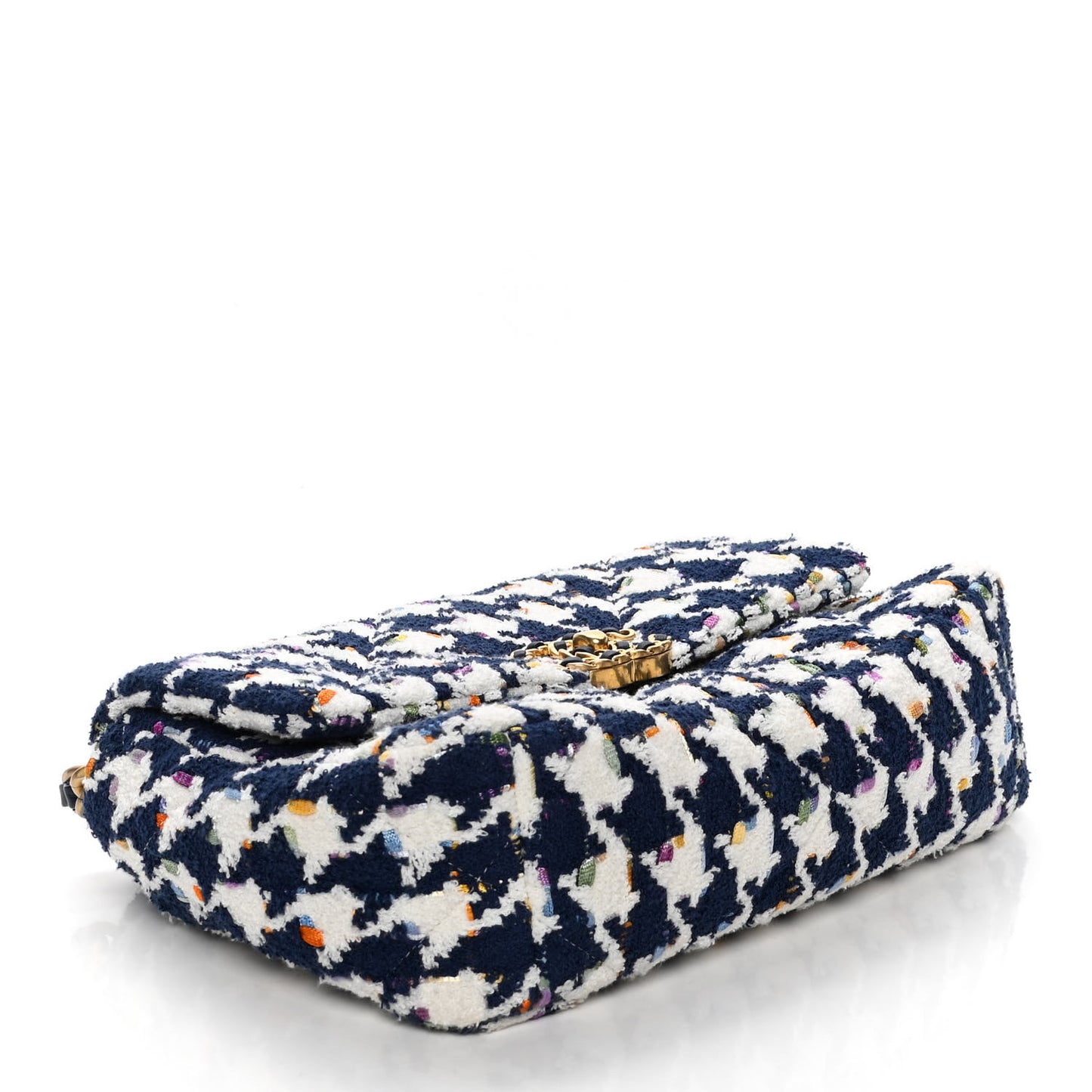 Tweed Quilted Medium Chanel 19 Flap Ecru Navy Blue Multicolor