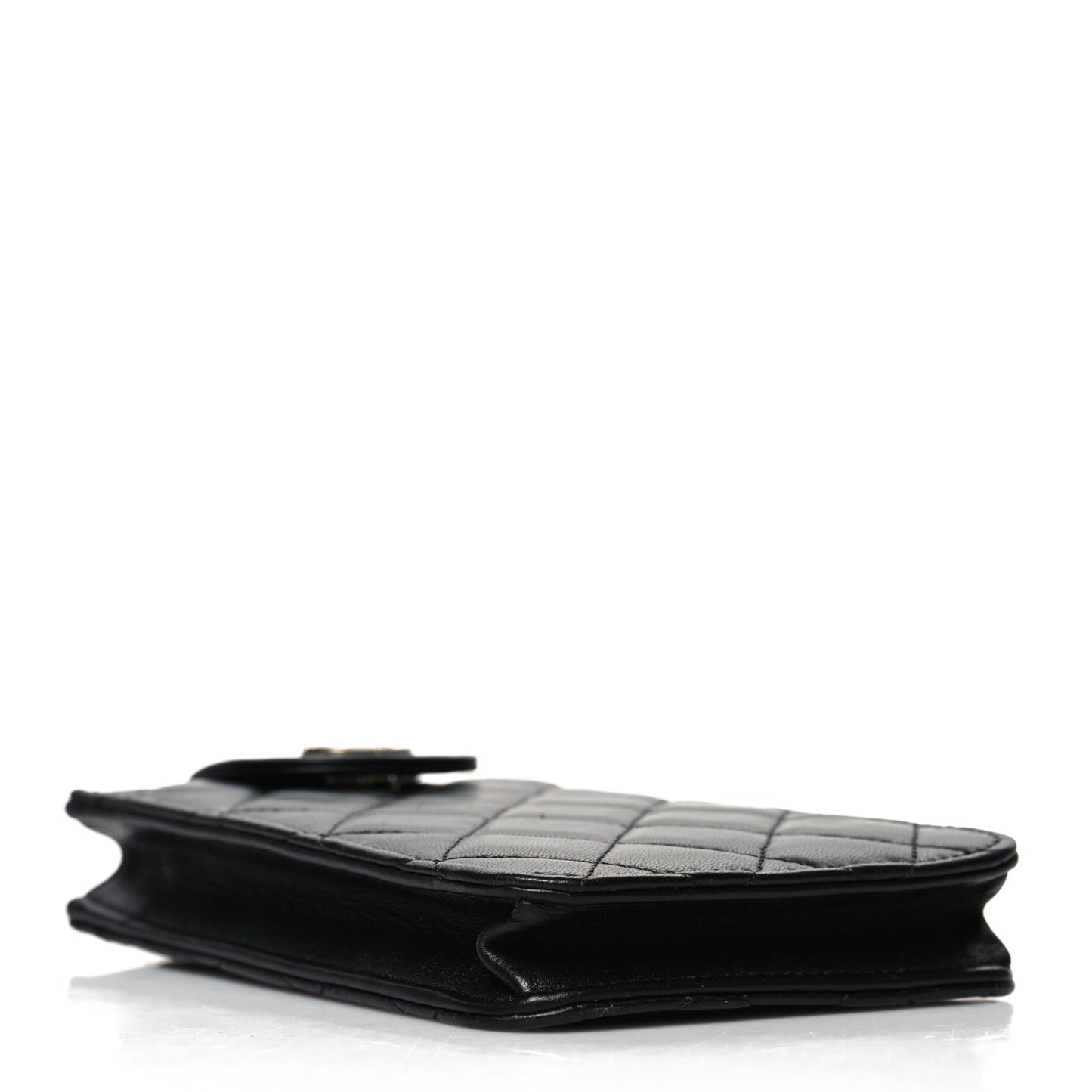 Lambskin Quilted CC Phone Holder Black