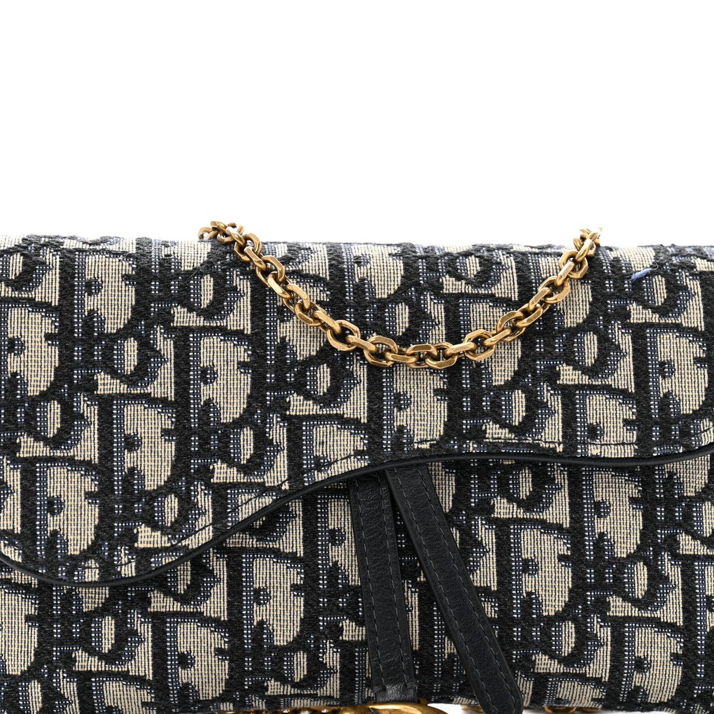 Oblique Saddle Chain Long Wallet Blue