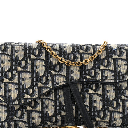 Christian Dior Oblique Saddle Chain Long Wallet Blue 9 of 12