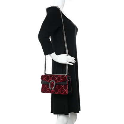 Gucci Velvet Skipper Crystal GG Monogram Small Dionysus Shoulder Bag Red Cipria Black Black Diamond 2 of 16