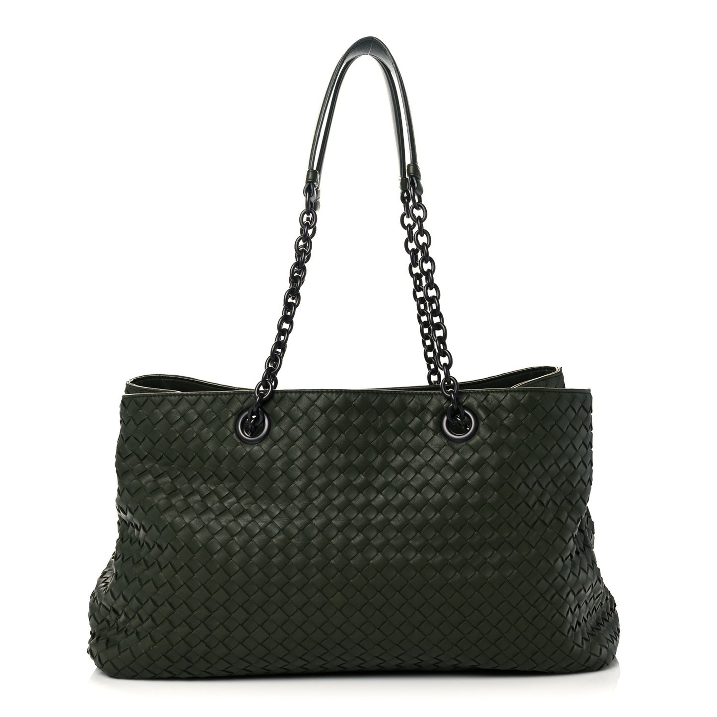 Nappa Intrecciato Large Classic Chain Strap Tote Green