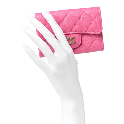 Chanel Caviar Quilted Flap Card Holder Wallet Dark Pink 2 of 8