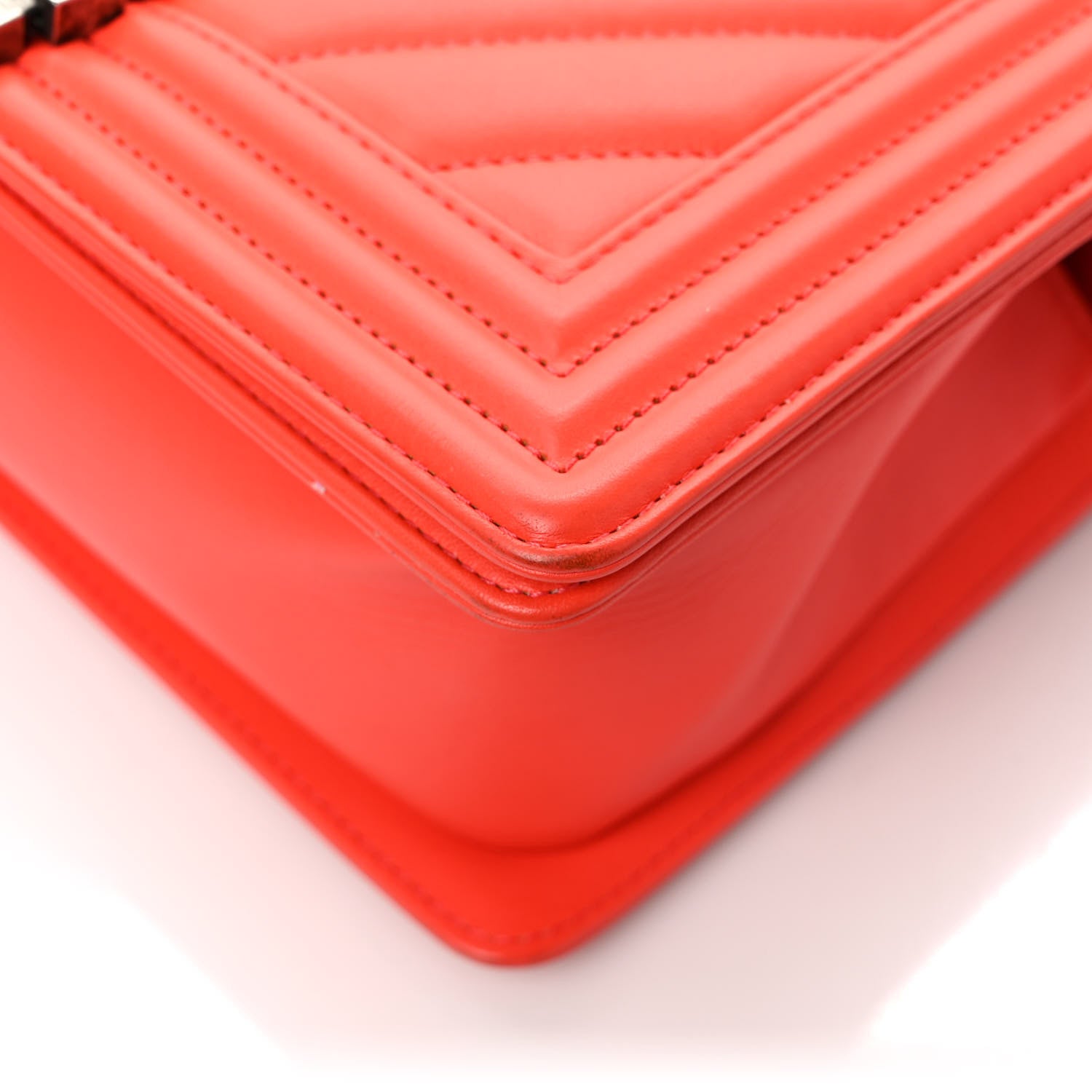 Chanel Calfskin Chevron Quilted Medium Boy Flap Coral 11 of 12