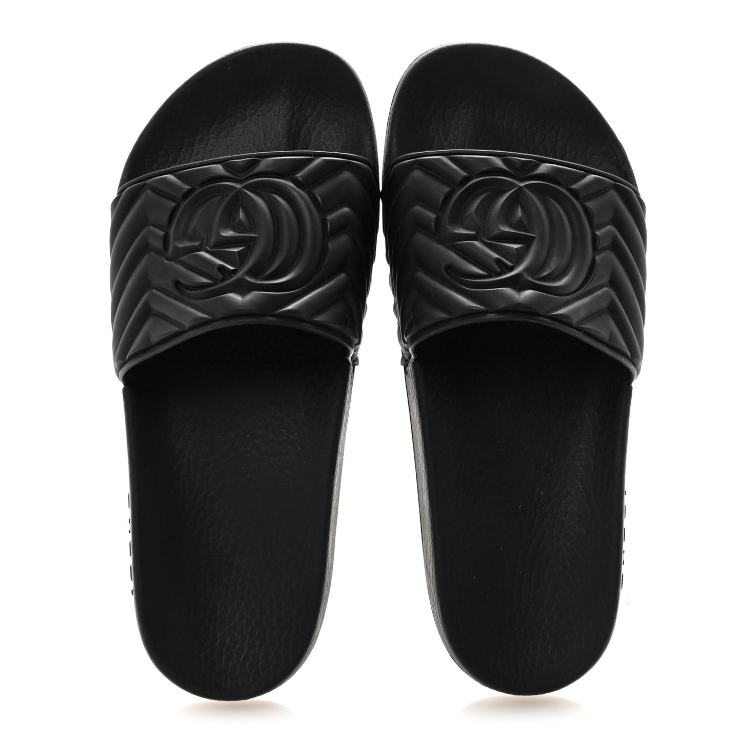 Rubber Matelasse Interlocking G Mens Slide Sandals 6 Black