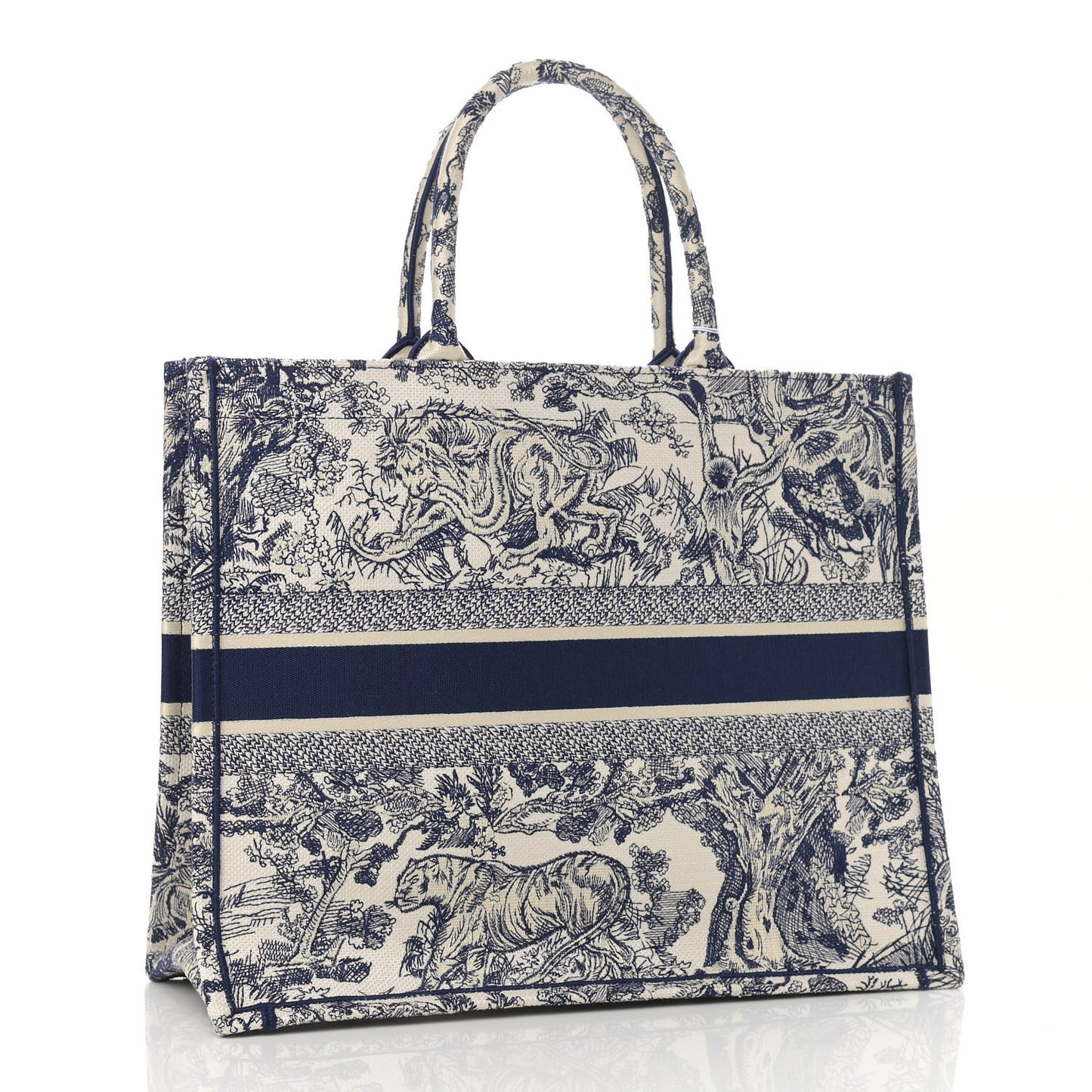 Canvas Embroidered Large Dioriviera Toile De Jouy Book Tote Blue