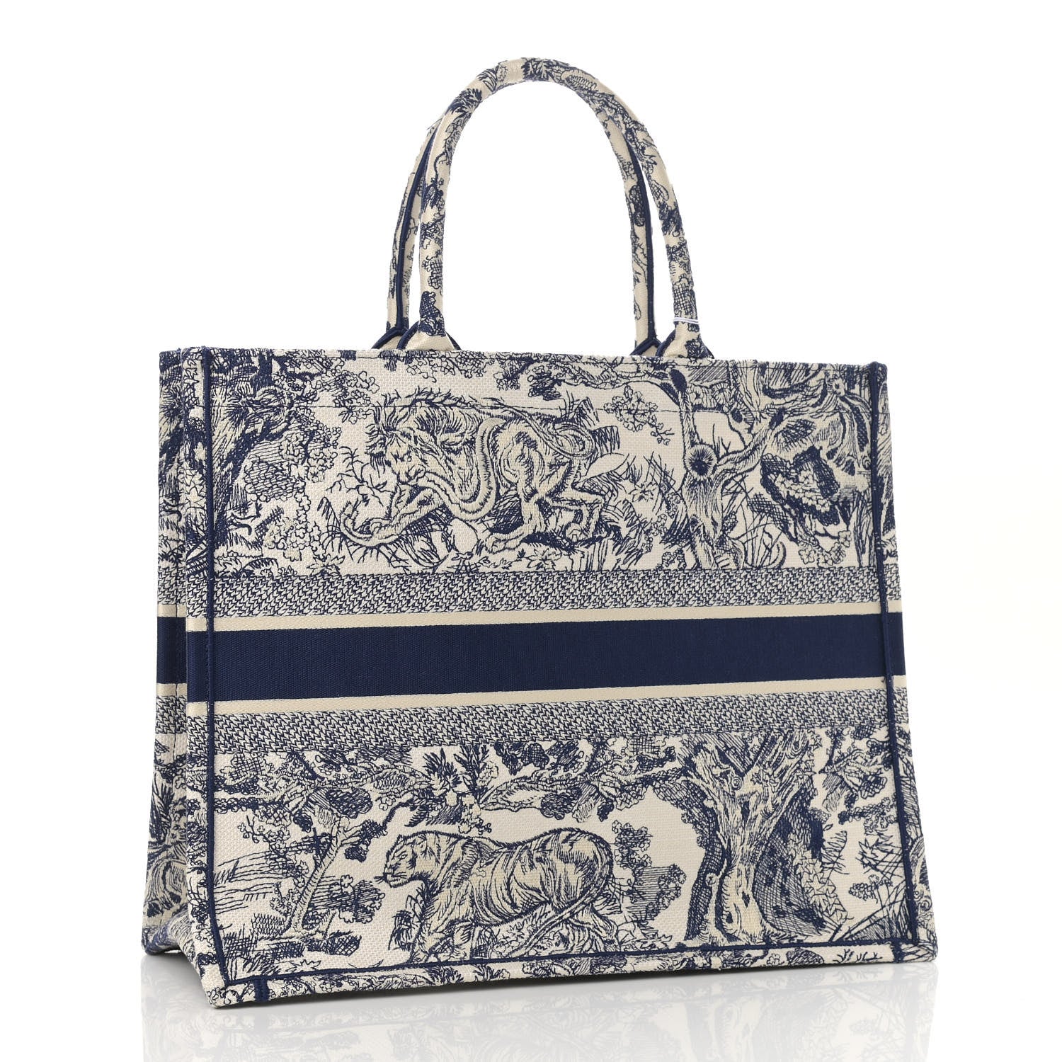 Christian Dior Canvas Embroidered Large Dioriviera Toile De Jouy Book Tote Blue 3 of 13