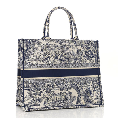 Christian Dior Canvas Embroidered Large Dioriviera Toile De Jouy Book Tote Blue 3 of 13