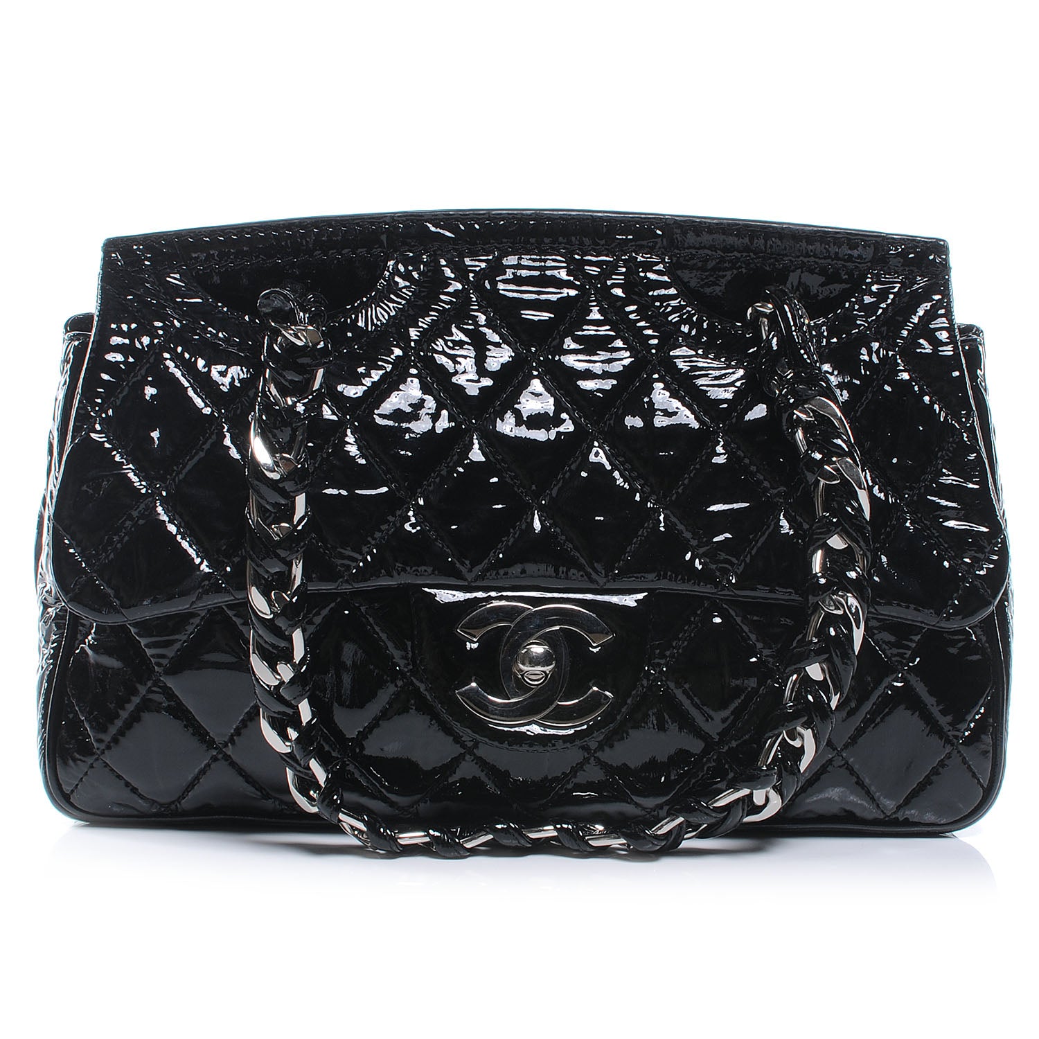 Chanel Patent Day Glo Double Sided Flap Bag Black 1 of 7