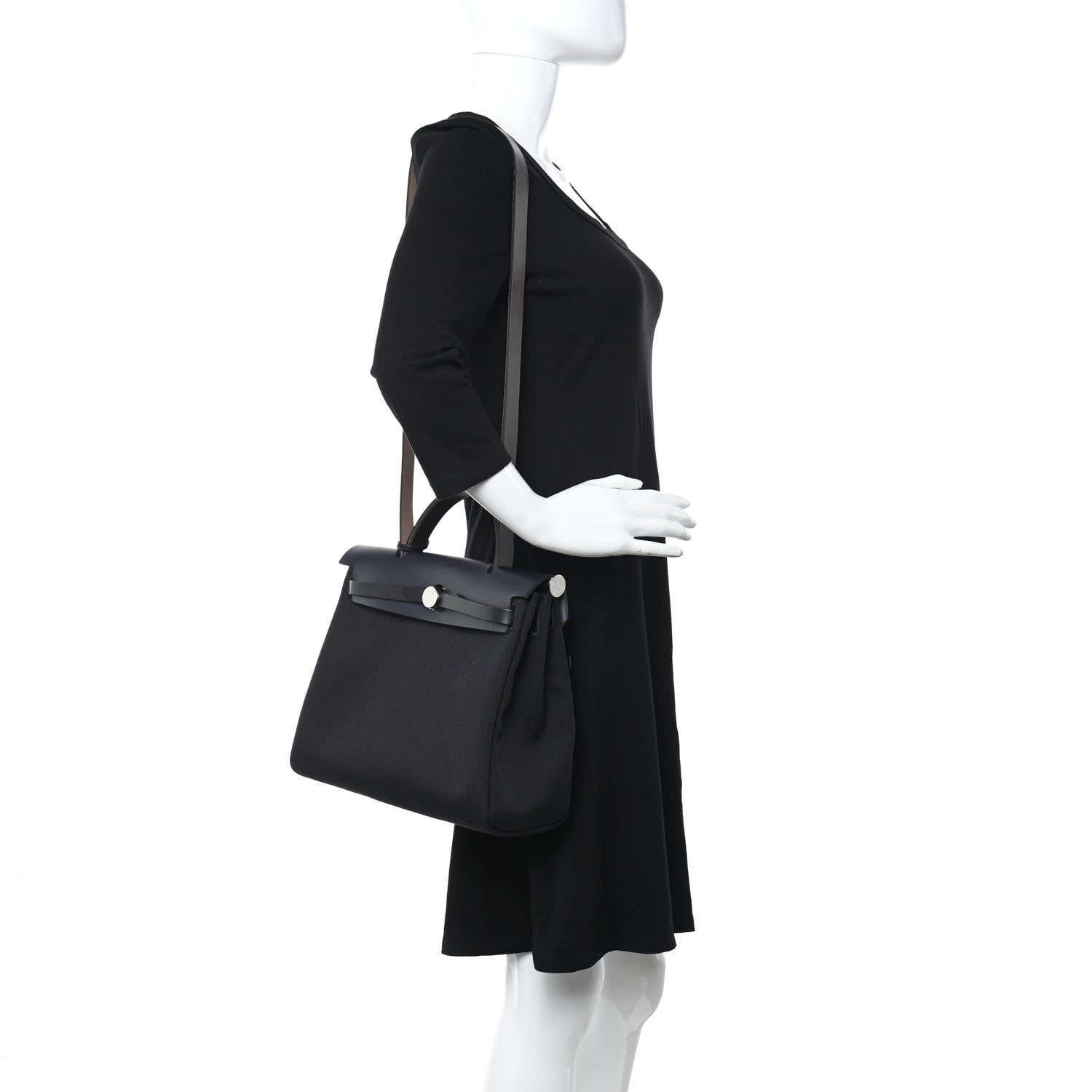 Hermes Military Toile Vache Hunter Herbag Zip Retourne 31 PM Blue Indigo 2 of 11
